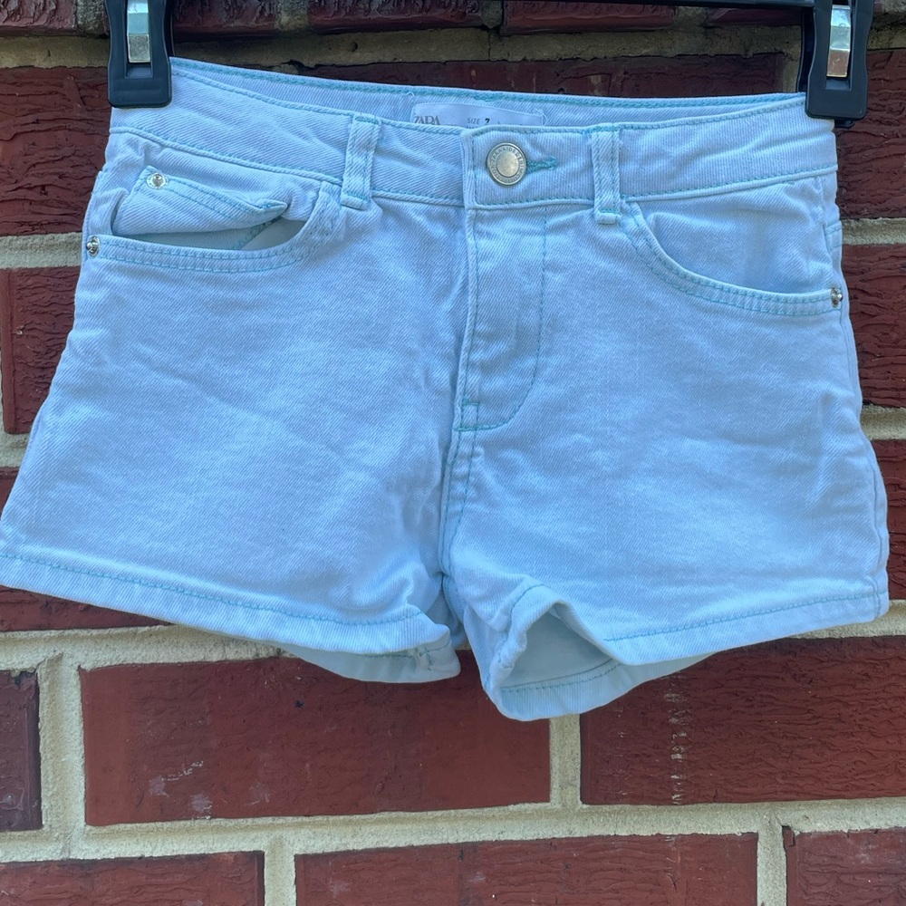 Zara Girls Light Blue Denim Shorts Size 7Y